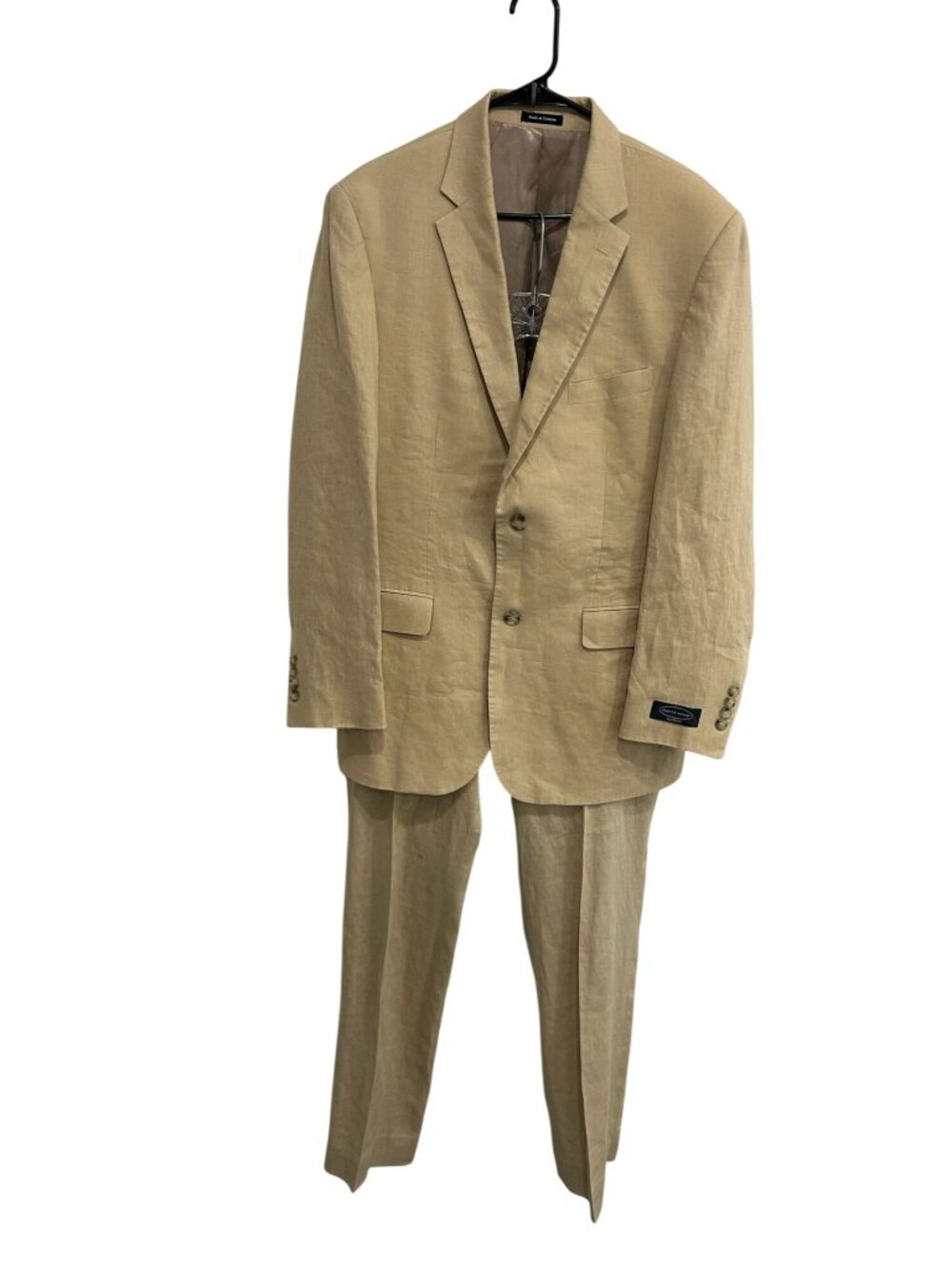 Pronto Uomo Platinum 42L Mens 2-Piece Suit Beige 100% Linen Neutral Aesthetic